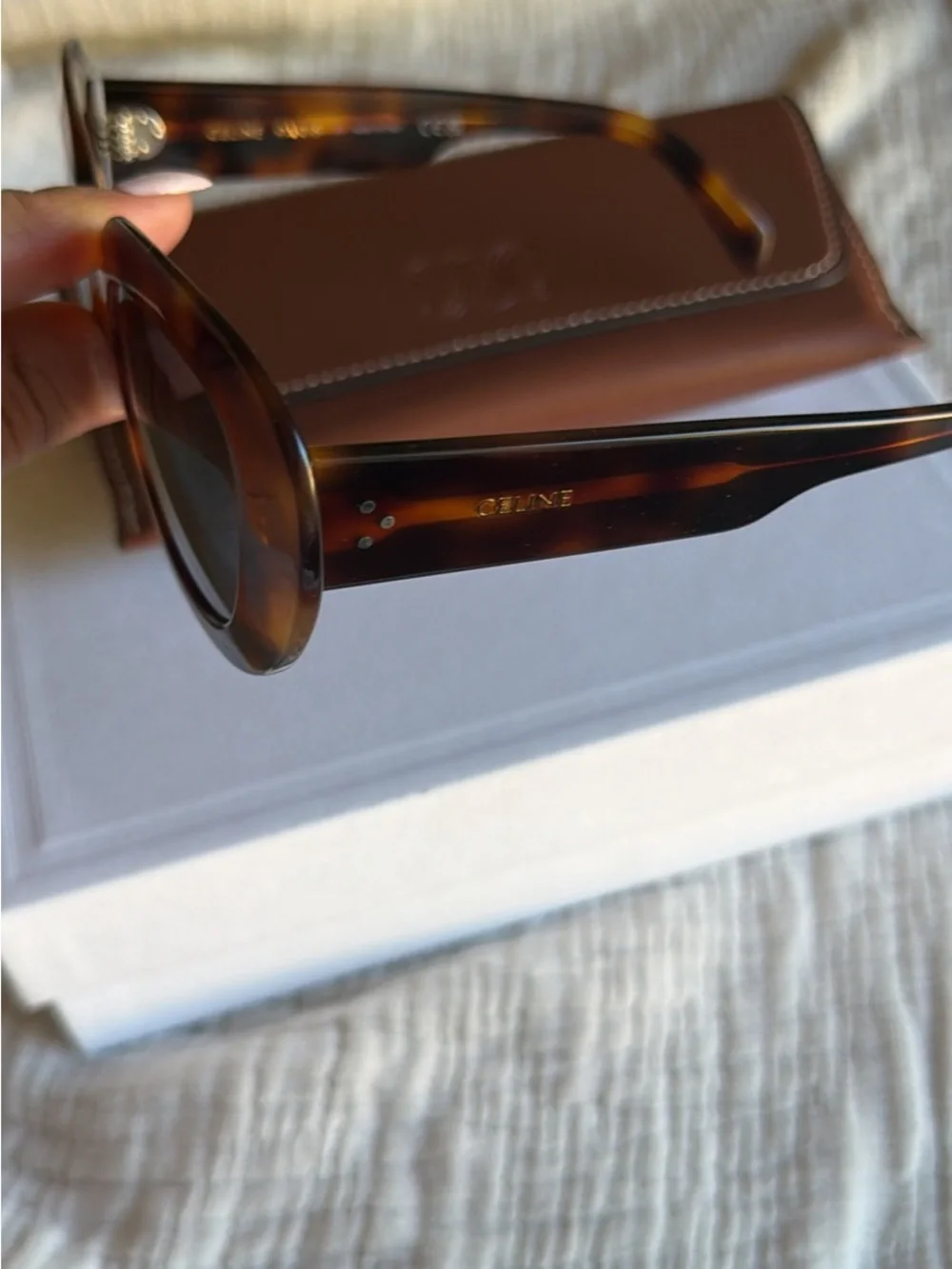 Celine Tortoiseshell Oversized Round Women's Sunglasses - Brown NEW